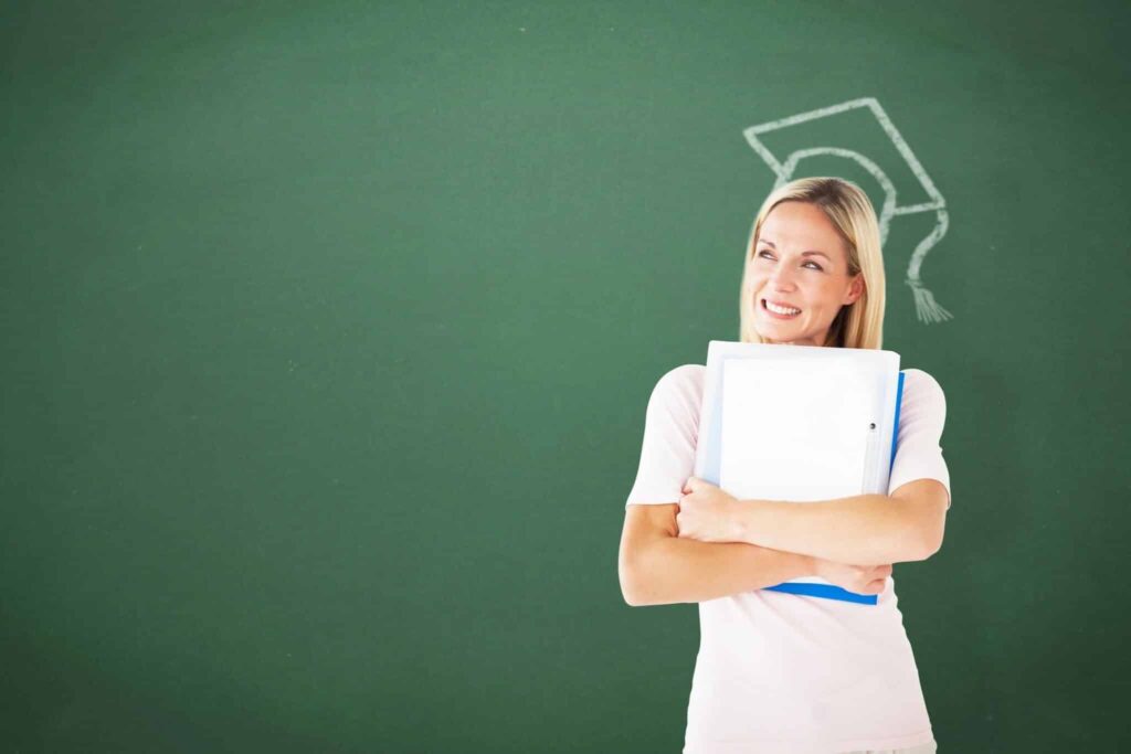 Lady graduating her care training holding Certificates